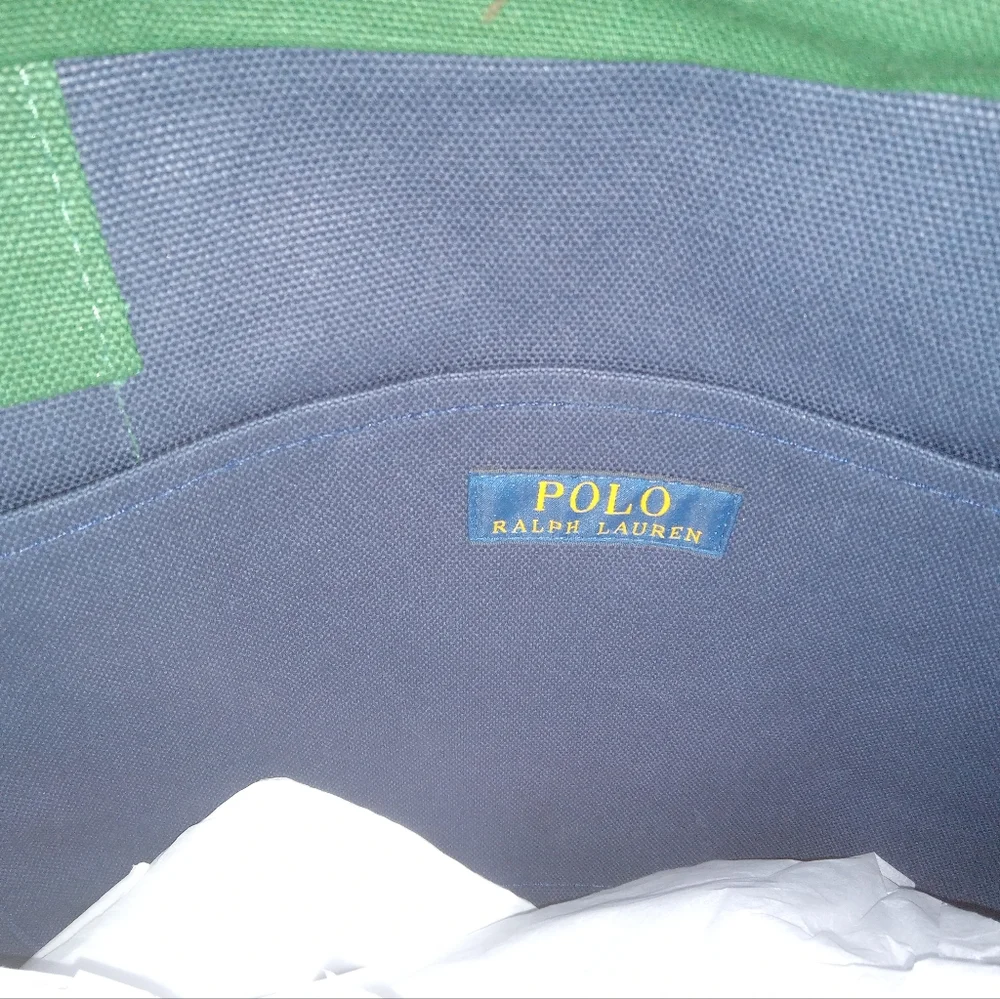New Men's Polo Canvas Blue/Green Tote Bag